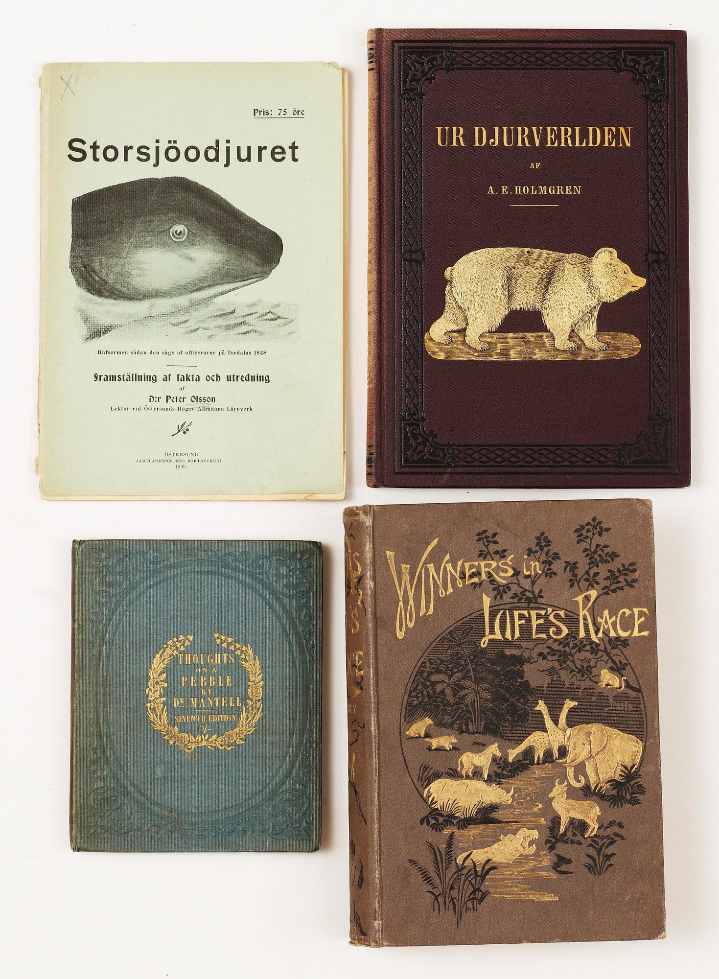 BOKPARTI OM NATURVETENSKAP, 18 vol, bla "Anteckningar angående Jagt och Djurfångst i Swerige" av JL von Greiff, Stockholm 1828.