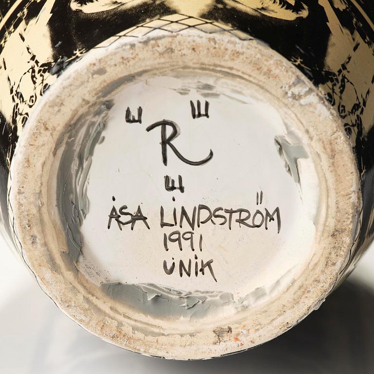 Åsa Lindström, a unique ceramic floor vase, Rörstrand, 1991.