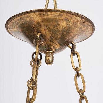 A Swedish Empire 19th century three-light hanging-lamp.