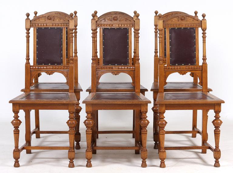 STOLAR, 6 st, nyrenässans, omkring sekelskiftet 1800/1900.