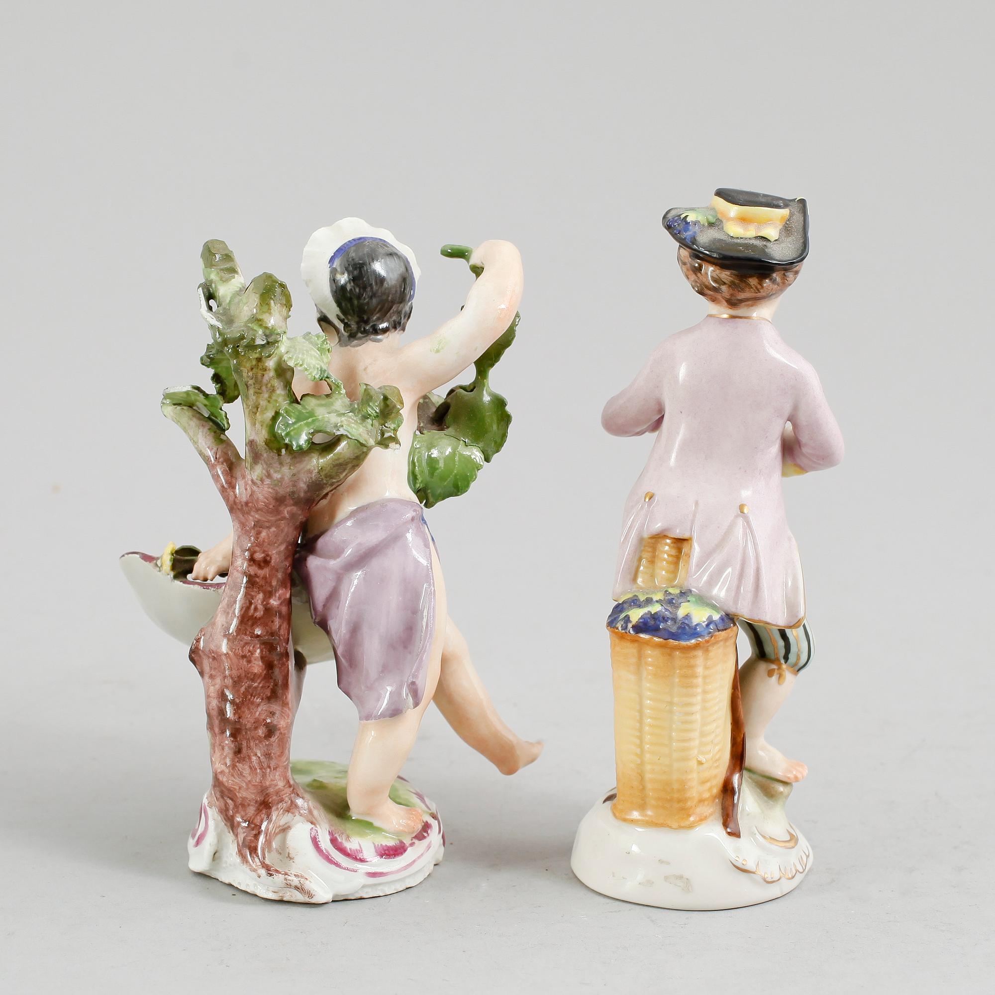 FIGURINER, 2 st, porslin, 1700-tal.