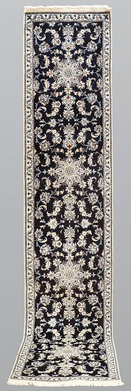 A runner, Nain, part silk, ca 378 x 77 cm.