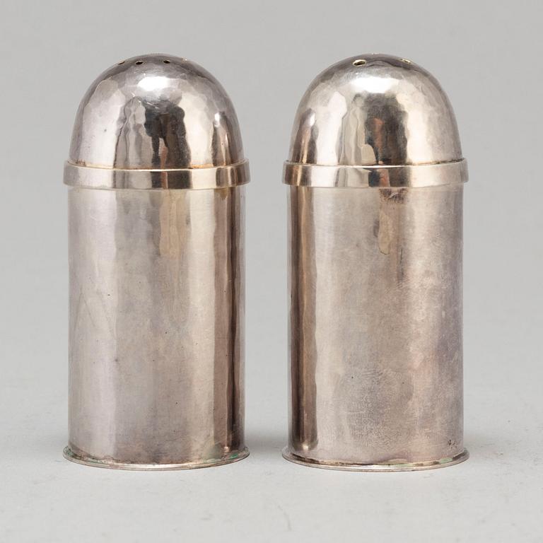 LOUISE CARLMAN, salt-, peppar- and sugarcellars, silver, Stockholm 1983.