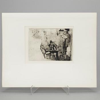 AXEL FRIDELL, torrnålsgravyr, signerad och daterad i plåten 1937.