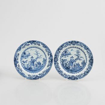 Eleven pieces of Chinese blue and white porcelain, Qing dynasty, 18th-19th century.