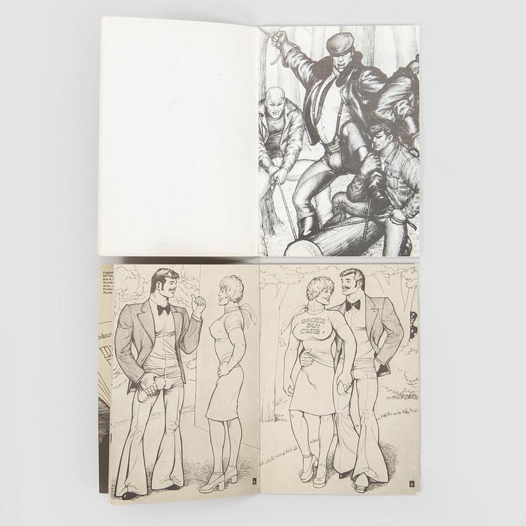 Tom of Finland (Touko Valio Laaksonen), and Dom Orejudos (Etienne & Stephen) and Jim French (Rip Colt), magazines 16 pcs, and calendar, 1960s-90s.