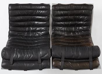 Arne Norell, a pair of black leather 'Ari' lounge chairs, Möbel AB Arne Norell, 1960-1970s.