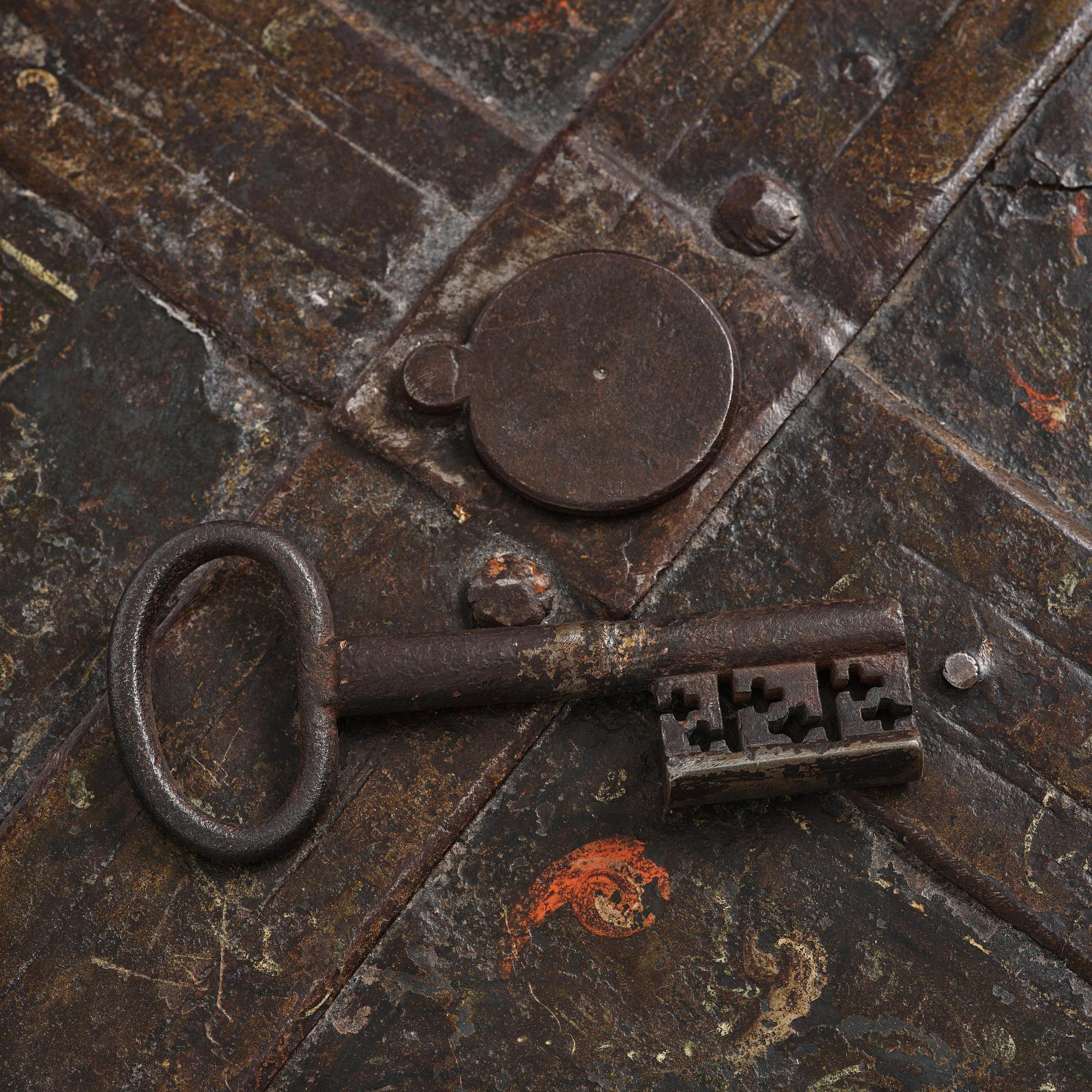 A Baroque German presumably Nuremberg iron 'Armada' chest, later part 17th century.
