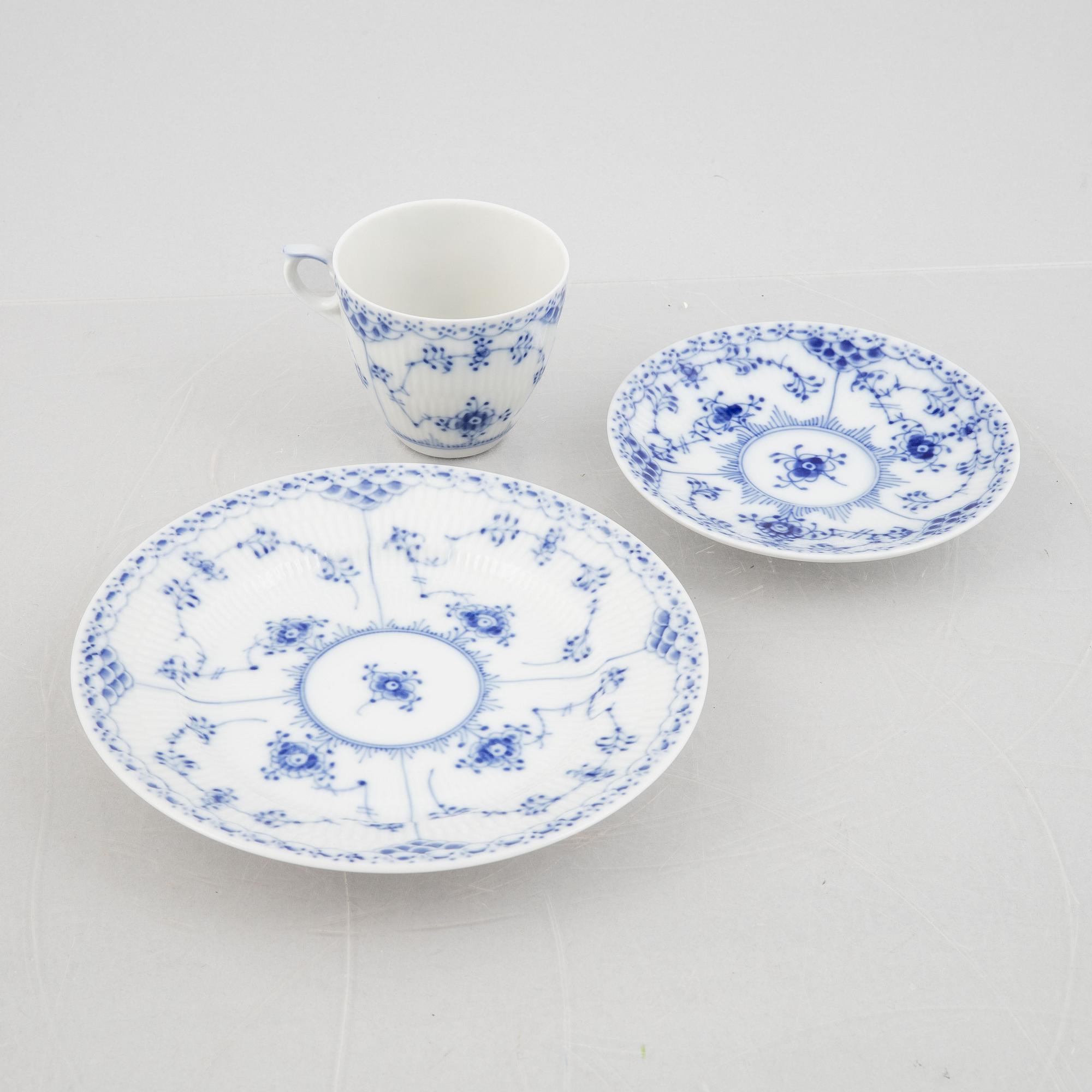 An 80-piece 'Blue Fluted' porcelain dinner and coffee service, Royal Copenhagen, Denmark.