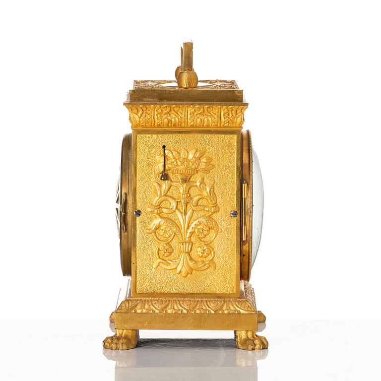 A late empire mantel clock, mid 19th century.