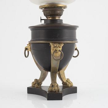 A table kerosene lamp, Empire style, early 20th century.