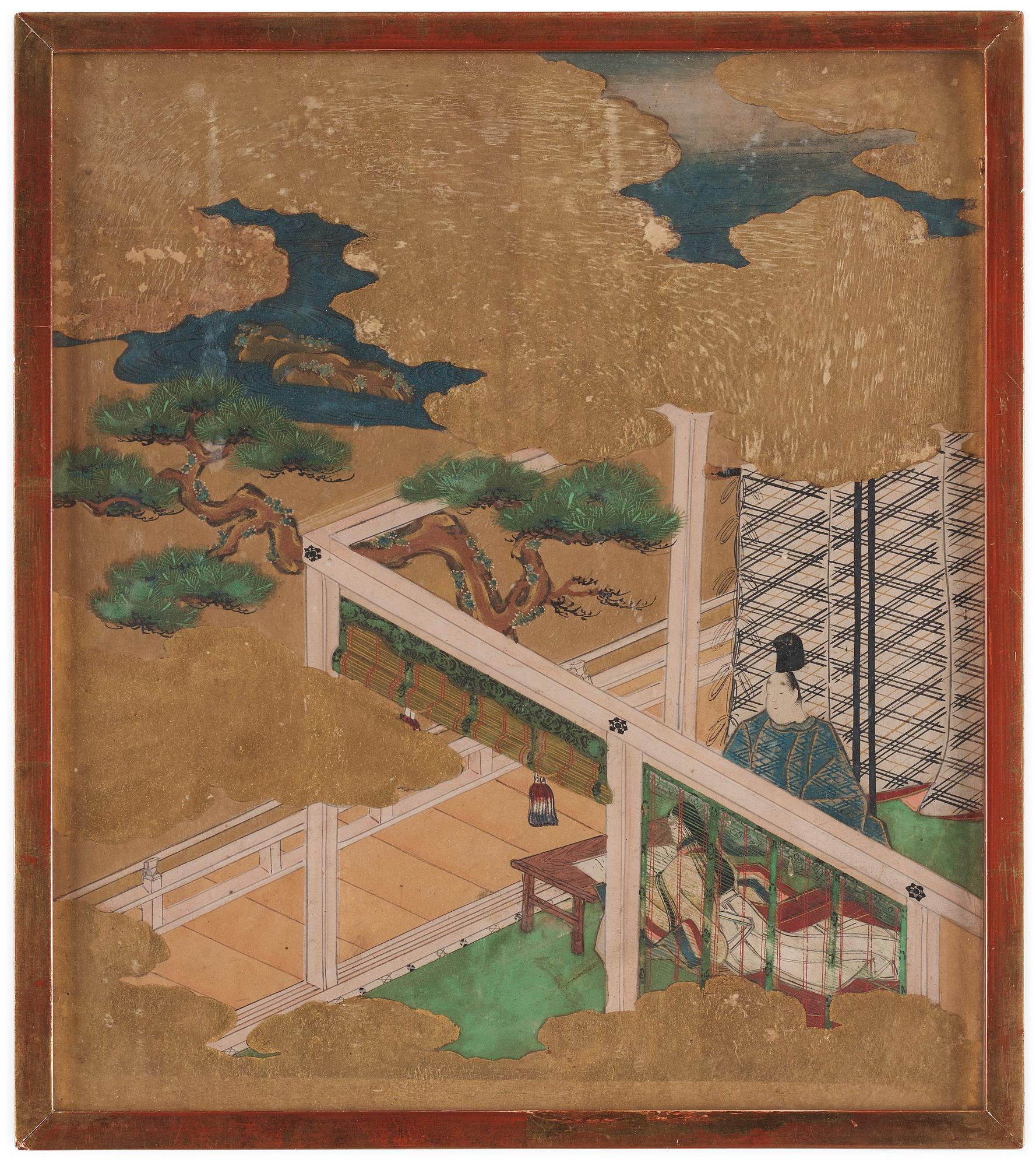 Målningar, fyra stycken av okänd konstär, akvarell och tusch på papper. Japan, Kyoto, 17/1800-tal,
