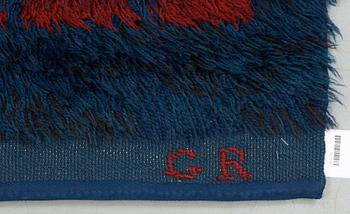 RUG. Knotted pile. 215,5 x 154,5 cm. Signed KH GR.