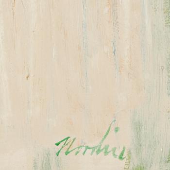 OKÄND KONSTNÄR, olja på pannå, sign Nordin, 1940/50-tal.