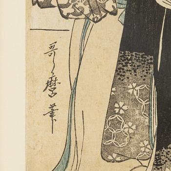 Kitagawa Utamaro, after, a woodblock print in colours, 19th century.