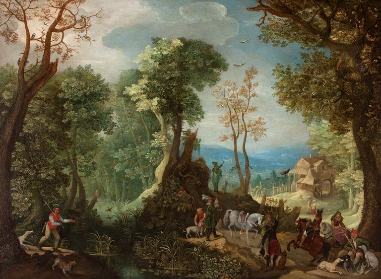 Anton (Antoine) Mirou, Landscape with hunters.