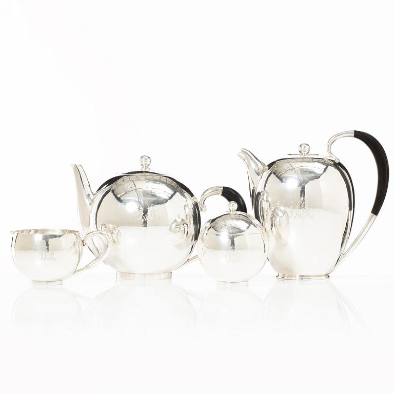Georg Jensen, a set of four pieces tea and coffee service, sterling silver, design Johan Rohde, 533 and 787, Copenhagen.