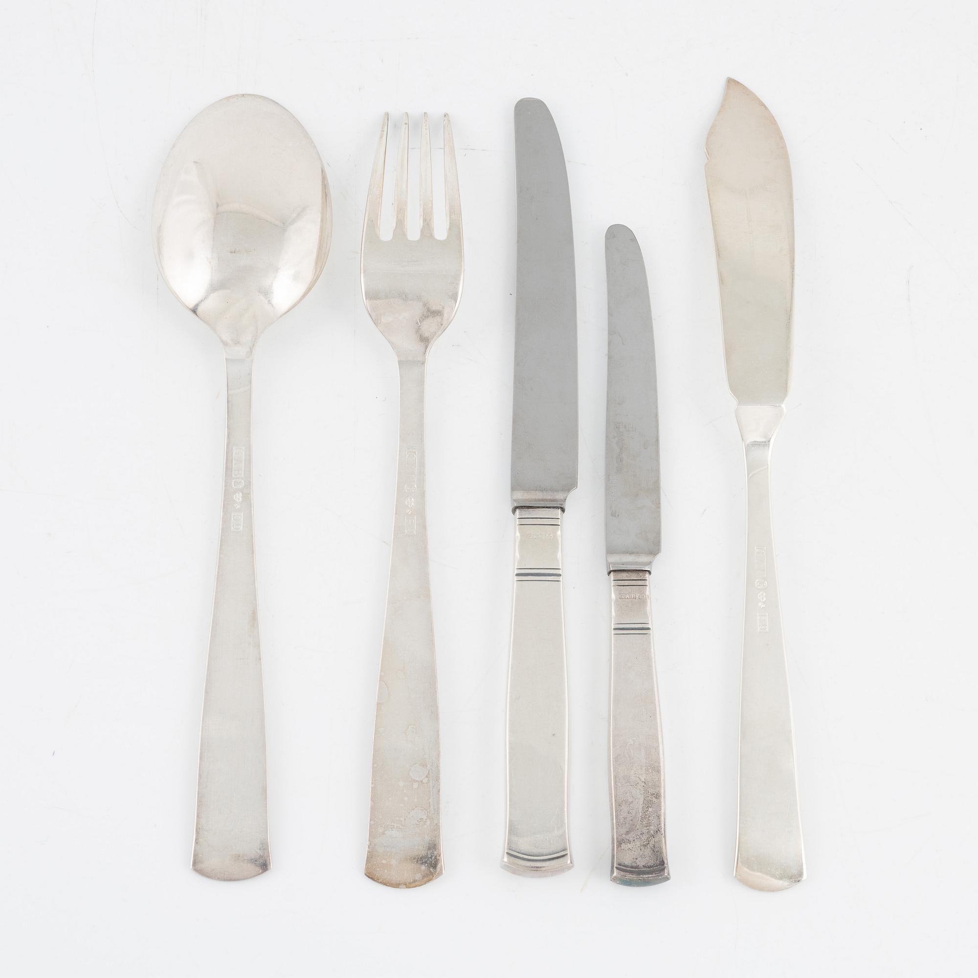 Jacob Ängman, bestick silver, 22 st, "Rosenholm".