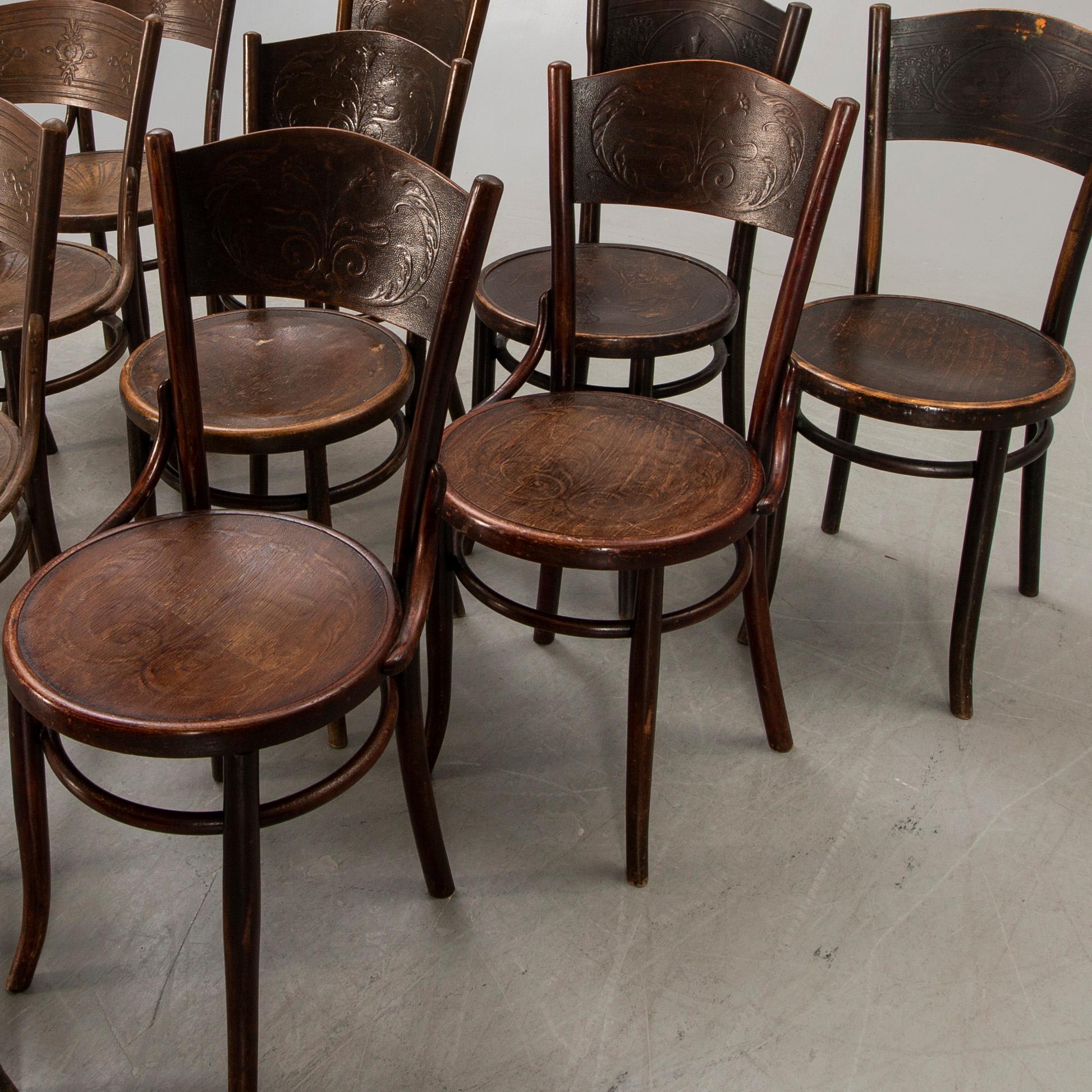 A set of 10 similar Kohn and Fischel chairs early 1900s.