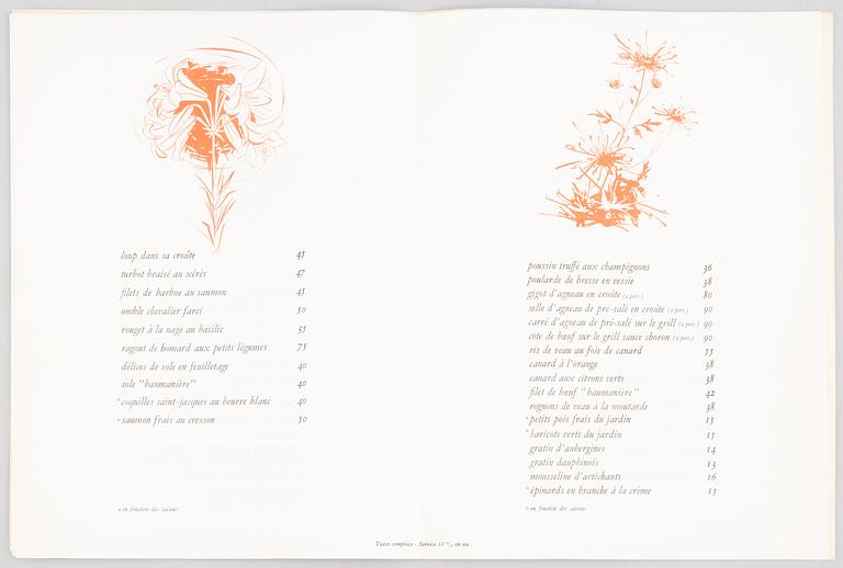Books and menus of French gastronomy.