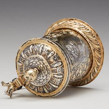 Simon Wickert, dryckeskanna, silver, Augsburg (verksam 1691-1708). Barock.