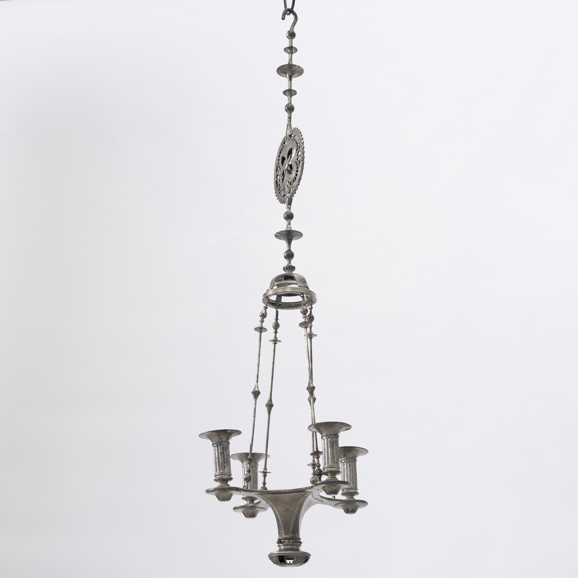 Ferdinand Boberg, a pewter chandelier, Santessons Tenngjuteri, Stockholm 1904.