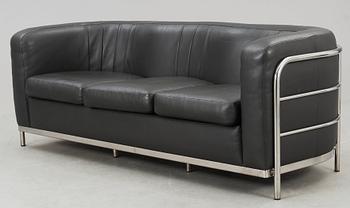 A Jonathan De Pas, Donato d'Urbino & Paolo Lomazzi 'Onda' grey leather and chromed steel sofa, Zanotta, Italy.