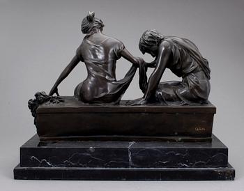 SKULPTUR, brons, 1900-talets andra hälft, bär signatur.