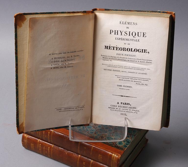 BÖCKER, 3 volymer, "Élémens de Physique et de Météorologie", M. Pouillet, Paris 1832.