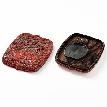 A Japanese lacquer writing box, Meiji period (1868-1912).