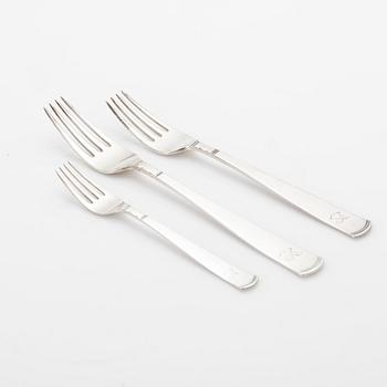 Jacob Ängman, Cutlery service, 144 pieces, silver, “Rosenholm”, GAB, Stockholm, 1936.