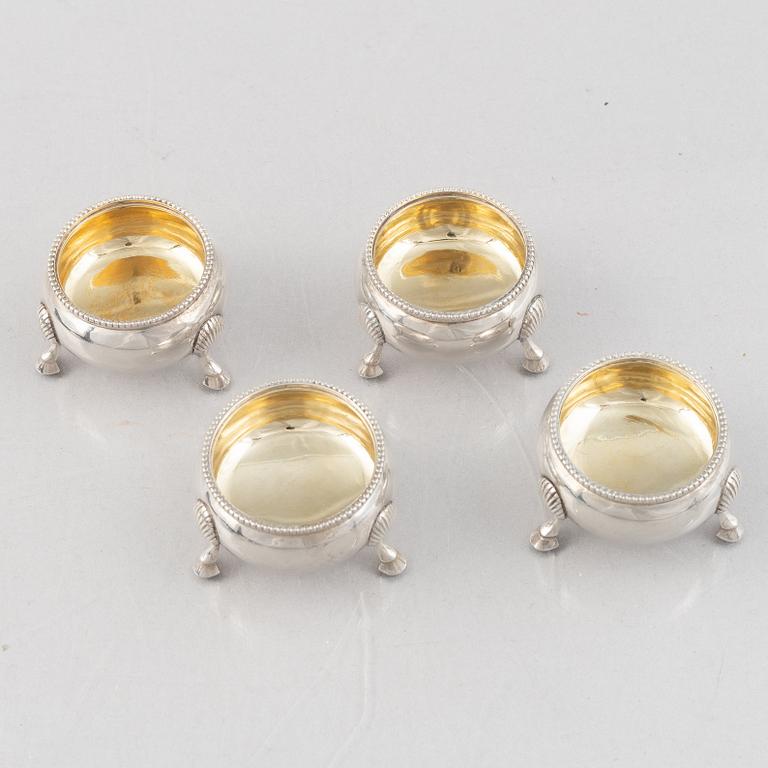Four English Silver Salt Cellars, mark of William Evans, London 1883.