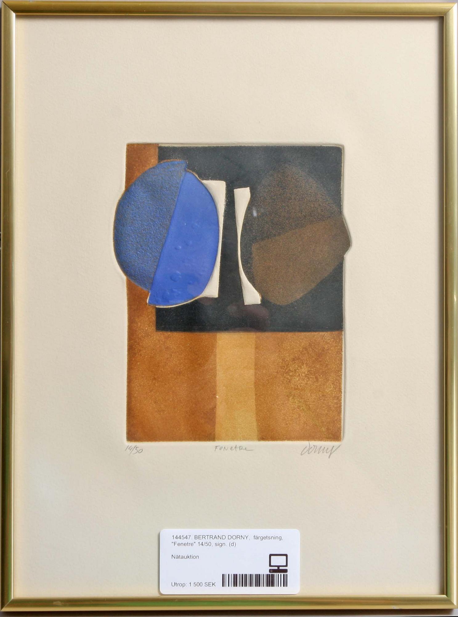 BERTRAND DORNY,  färgetsning, "Fenetre" 14/50, sign.