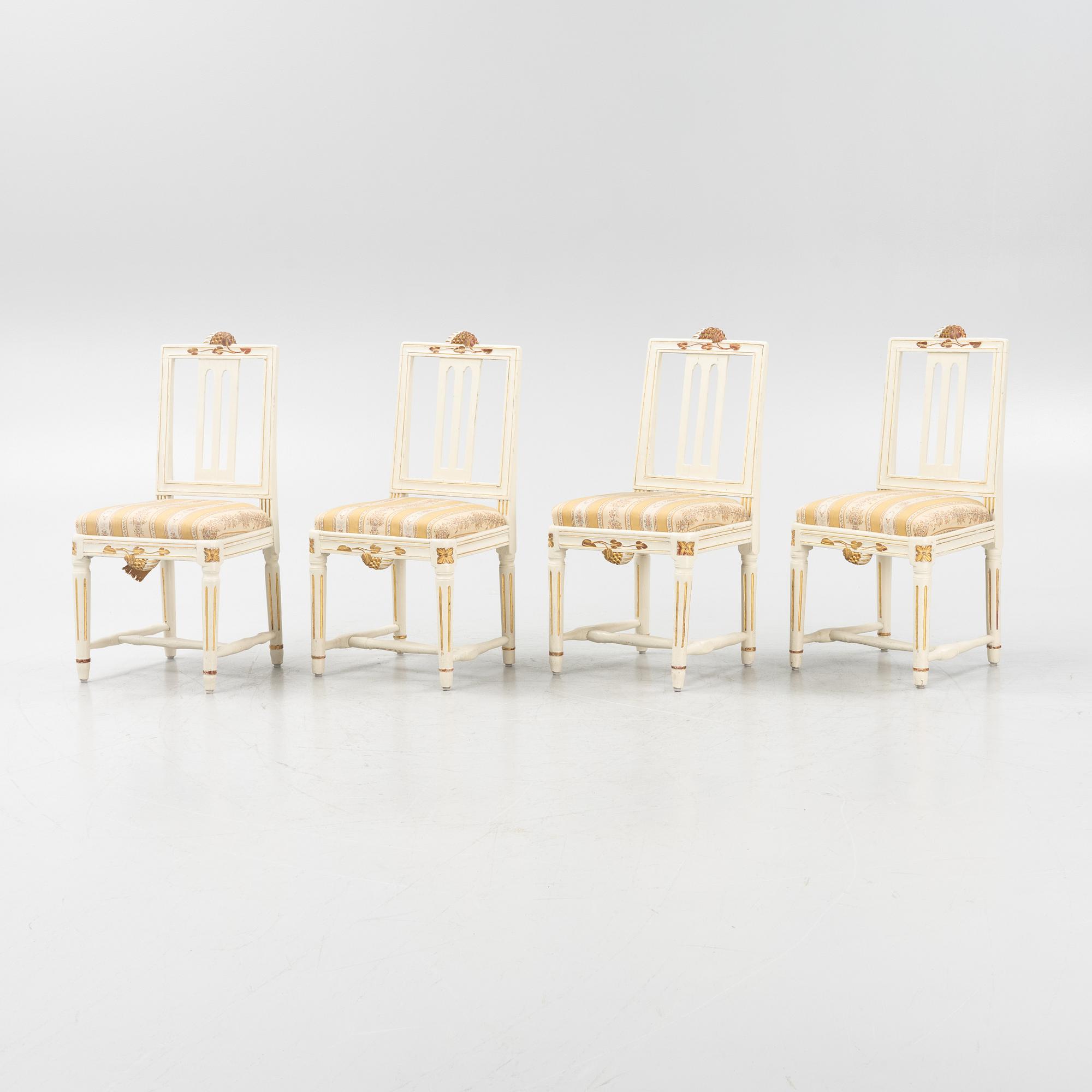 Stolar, 4 st, gustavianska, Lindome, omkring år 1800.