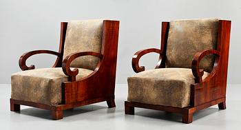 FÅTÖLJER, ett par, art deco-stil, 1900-tal.