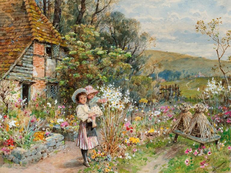 William Stephen Coleman, Trädgårdsmotiv med flickor.