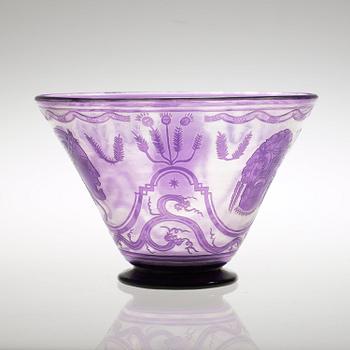 A Peder Nyblom cameo glass vase, probably Orrefors, 1924.