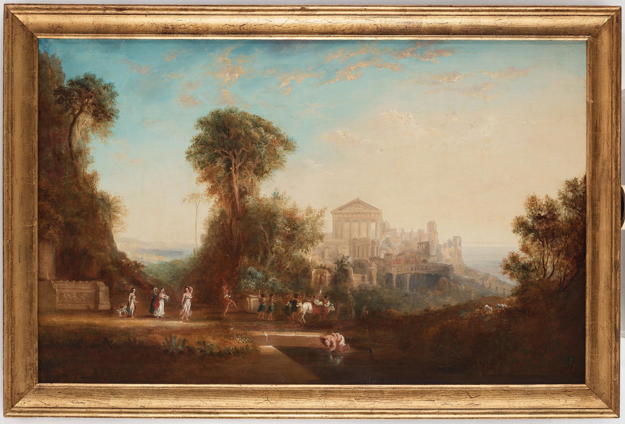 Nicolas Poussin In the manner of the artist, Bacchanal outside an antique city.