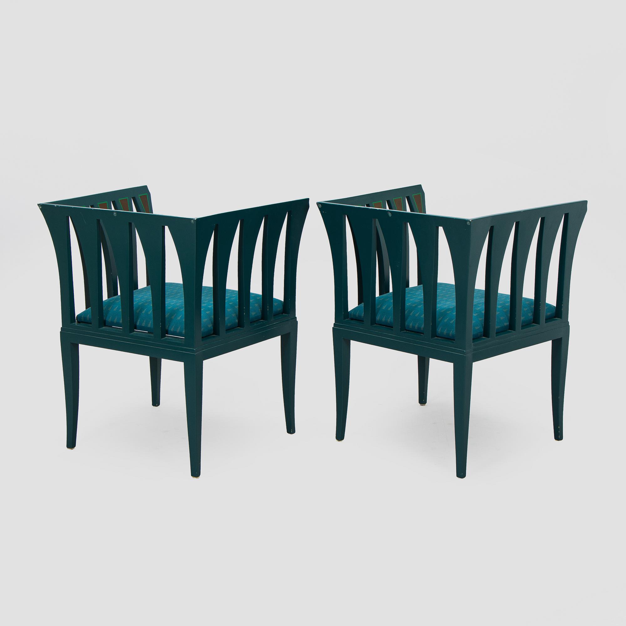 Eliel Saarinen, Fåtöljer, ett par och bord, "Blue suite" för Adelta, Finland 1980-tal.