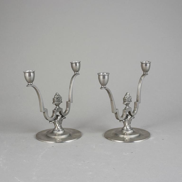 KANDELABRAR, ett par, tenn, art deco, GAB, 1932.