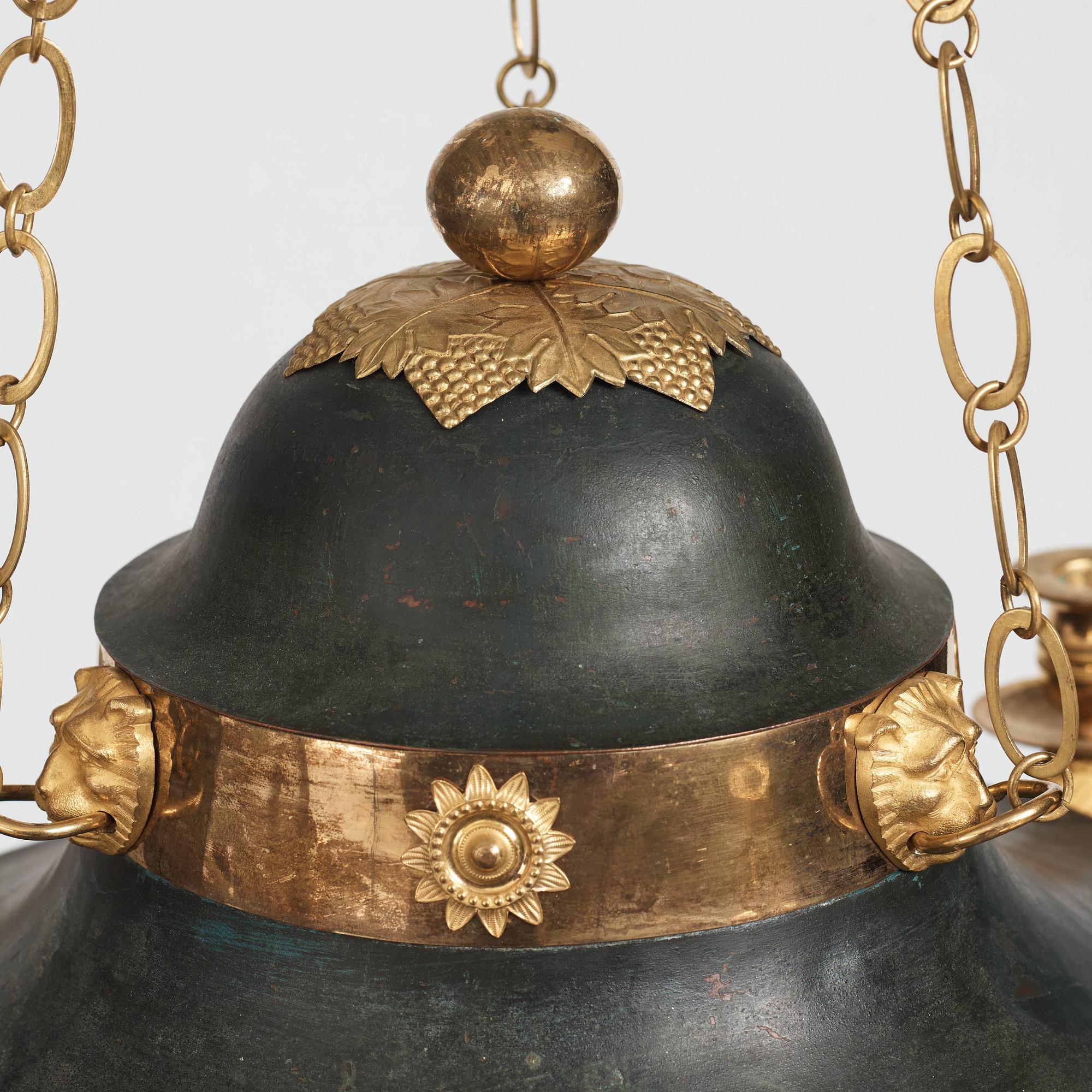 A Swedish Empire 19th century four-light hanging-lamp.