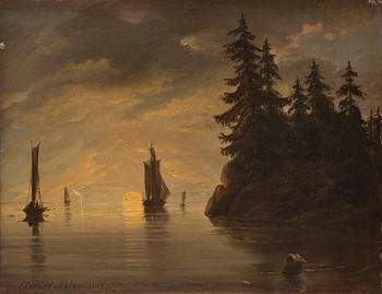 764. Albert Blombergsson, Ships in sunset.