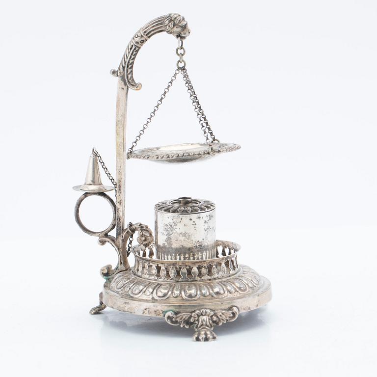 Parfymbrännare, silver, Gustav Möllenborg, Stockholm, 1839.