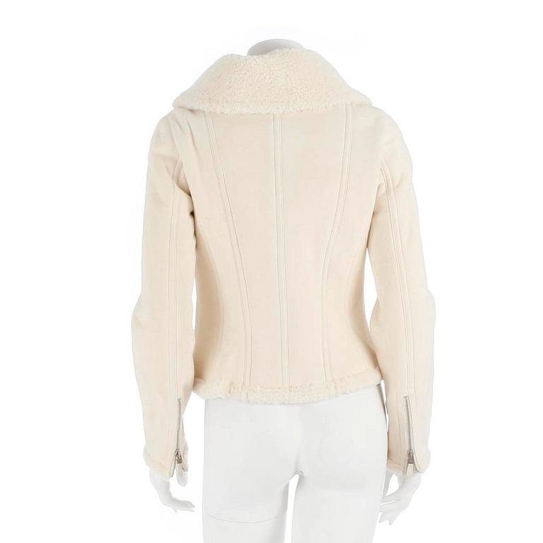 RALPH LAUREN, a white shearling jacket. Size 4.