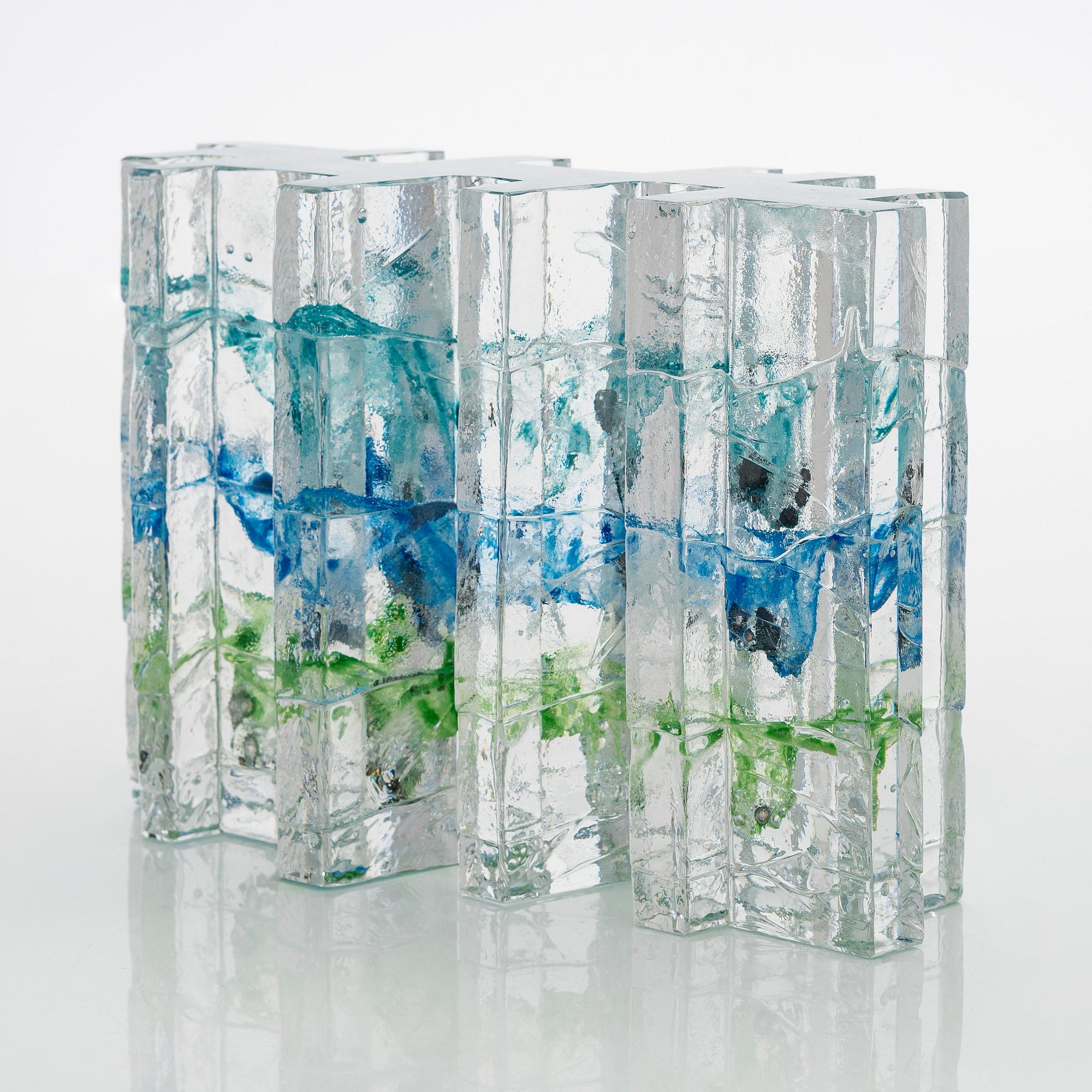 Helena Tynell, glasskulptur, "Skog", signerad Helena Tynell Riihimäen Lasi Oy.