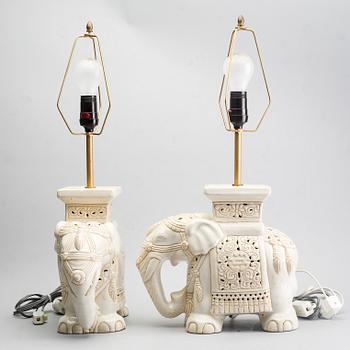 A pair of ceramic table lamps, second part of the 20th century.
