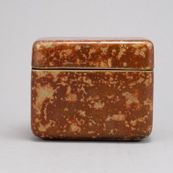 Hans Hedberg, a glazed ceramic lidded box, Biot, France, signed Hbg.