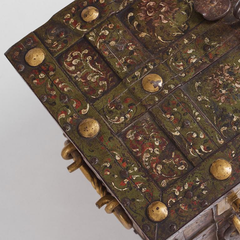 A Baroque German presumably Nuremberg iron 'Armada' chest, later part of the 17th century.