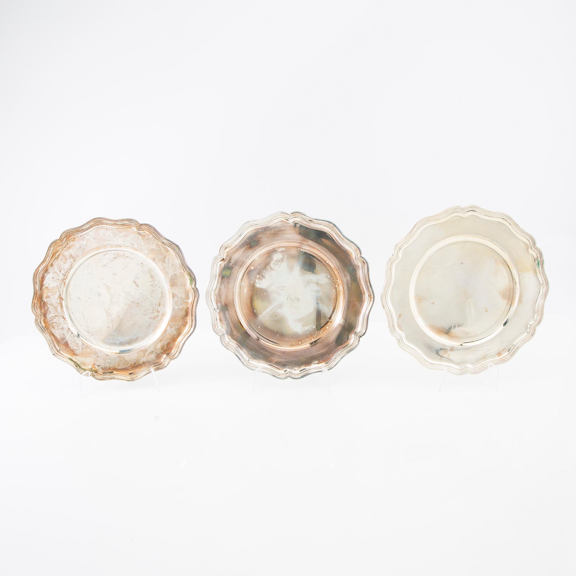 K Andersson dessert plates 4 pcs silver Stockholm 1952/1945.