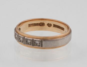 RING, 18K guld med 6 åttkantslipade diamanter, Ceson, Göteborg, 1960. Vikt 3,7 gram.